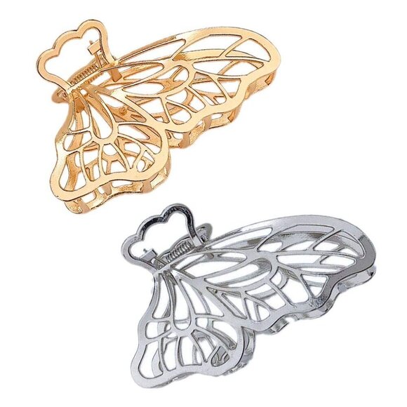 Accessories - Large Metal Hair Claw Clips, Butterfly Barrette, Non-slip Hollow Jaw Clamp Clips